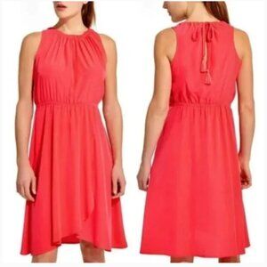 Athleta Neon Coral Tassel Wrap Dress (1386)